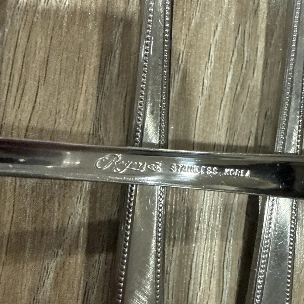 6 Pcs‎ Iced Tea Spoon Vanity Stainless Beaded Outline Stanley Roberts